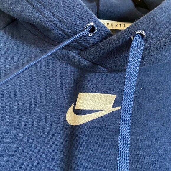 Nike NSW Embroidered Fleece Quilted‎ Hoodie Sweatshirt Blue Medium CJ6253-492 - Picture 7 of 8